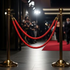 Red Carpet Entrance - Golden Stanchions and Rope Barrier.