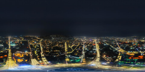 A 360-degree aerial image captures the Syrian capital at night, showing the city fully illuminated and offering a panoramic view of Damascus as the year draws to a close.