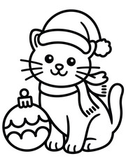 Obraz premium Cat with christmas ornament isolated on white background, Vector, illustration