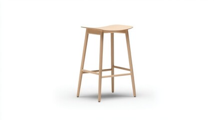 A modern wooden barstool stands against a neutral backdrop, showcasing sleek design and minimalist aesthetic.