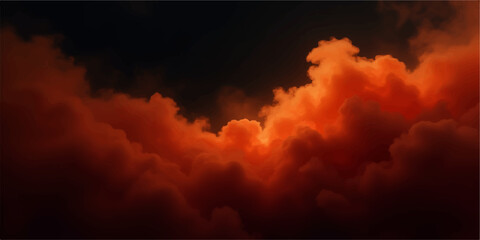 Vibrant orange smoke or flames on a dark background © Art Boy