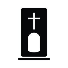 Obraz premium Tombstone with Cross Icon