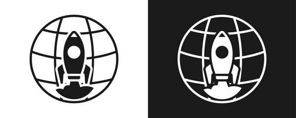 Rocket Icon Set Glyph In White And Black Background © hans_ts