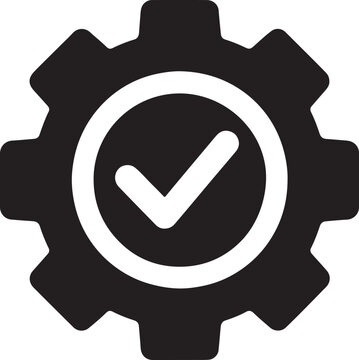 Gear fitting perfectly into frame icon representing functional solutions and mechanical precision