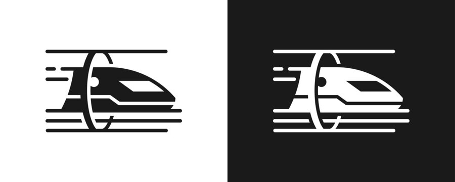 Hyperloop Icon Set Glyph In White And Black Background
