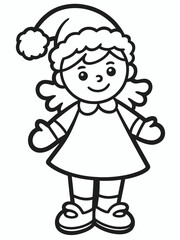 Obraz premium Young girl wearing santa hat isolated on white background, Vector, illustration