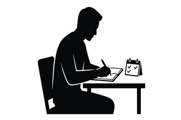 Person Planning Goals Writing Notebook Calendar Silhouette