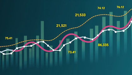 Colorful Line Graph with Data Points and Vertical Bars