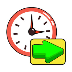 Fast forward arrow moving into a clock.
