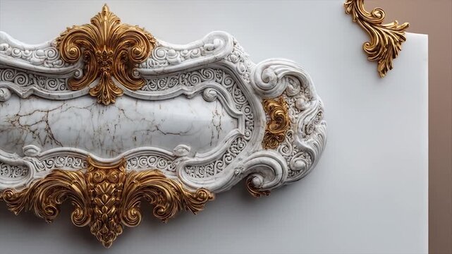 Ornate decorative architectural detail with gold and white elements