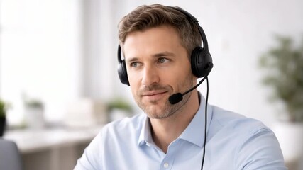 A Engaging Customer Support Representative in a Professional Setting, Demonstrating Exceptional Communication Skills While Wearing a Headset and Smiling Positively - Powered by Adobe