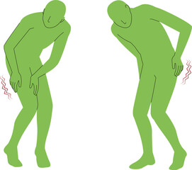 腰、太腿が痺れる人間の全身の略図イラスト