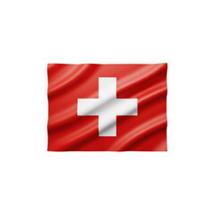 Fototapeta premium Waving Swiss flag on Transparent Background