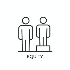 Illustration of two figures standing together with one on a pedestal representing equality icon