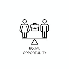 Icon representing equality in business opportunity between men and women on a scale