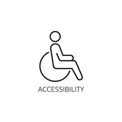 Simple black and white icon representing accessibility with a person in a wheelchair symbolizing inclusivity