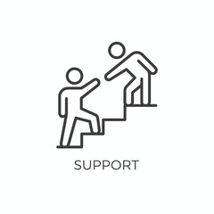 Supporting figure helping another climb stairs icon symbolizing assistance and progress