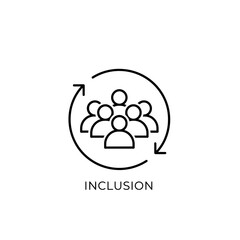 Simple line icon representing inclusion concept with diverse group of people