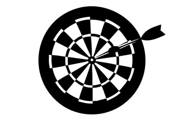 Professional Dartboard Silhouette Icon for Business Strategy and Goal Targeting Isolated