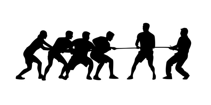 Tug of War Silhouette Business Team Competition and Strength Concept Isolated