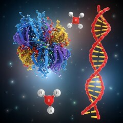 Molecular Biology - DNA, Proteins, and Chemical Structures.