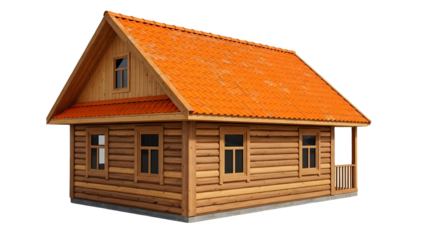 high quality timber home log cabin white background cutout PNG