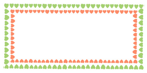 Elegant digital frame artwork with alternating rows of green hearts creating a romantic and symmetrical border.