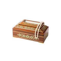 Ornate Jewelry Box with Pearl Necklace