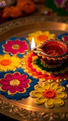 candles in the temple table Diwali table high quality stock of the upcoming Diwali India 