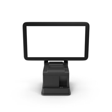 Supermarket Self Service Bill Machine Screen on Transparent Background