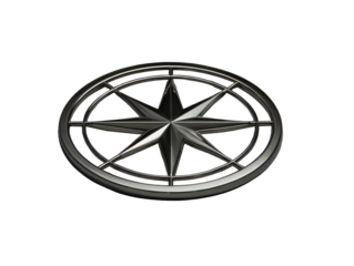 Metallic Compass Rose on Grey Background