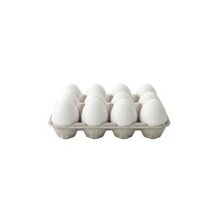 Carton of fresh white eggs on Transparent Background