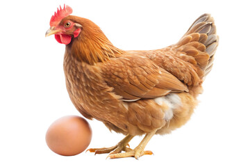 Hen and egg brown hen with egg, isolated on white background.png