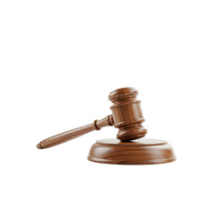 Wooden judge gavel on Transparent Background