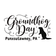 Groundhog day celebration in punxsutawney, pennsylvania with a cute groundhog silhouette Vector