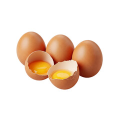 Fresh brown eggs on Transparent Background