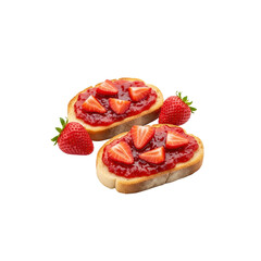 Strawberry jam on toast with fresh strawberries