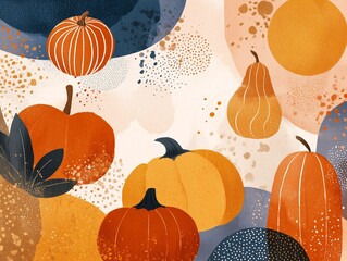 Rustic Autumn Harvest Abstract Illustration