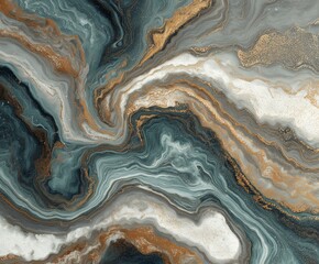 Teal and Copper Veined Marble Texture with Sparkling Gold Dust