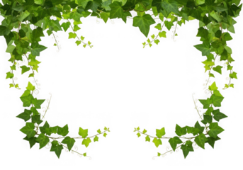 Green ivy vines frame a transparent background