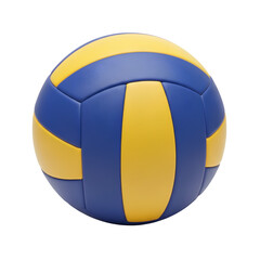 Fototapeta premium Blue and yellow volleyball ball, isolated on transparent background. Sport and hobby, international and local championships and tournaments. Traditional game. Equipment for game, sales