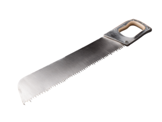 Hand Saw with Beige Handle Isolated on Grey Background