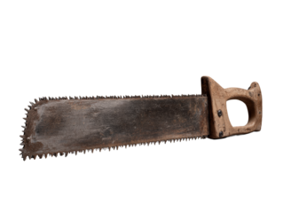 Vintage Hand Saw on Grey Background
