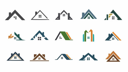 Collection of Minimalist House Roof Logos for Real Estate Branding.