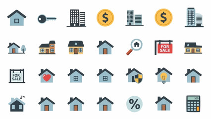 Real Estate Icons - A Comprehensive Collection for Property and Investment.