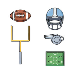 American Football Equipment and Field Diagram.