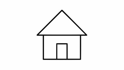 Simple Line Drawing of a House with a Triangular Roof.