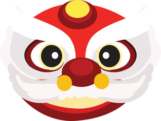 Lion Dance Head Illustration for Chinese New Year Festival Design
