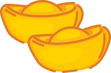 Double Gold Ingots Illustration for Chinese New Year Festival Design