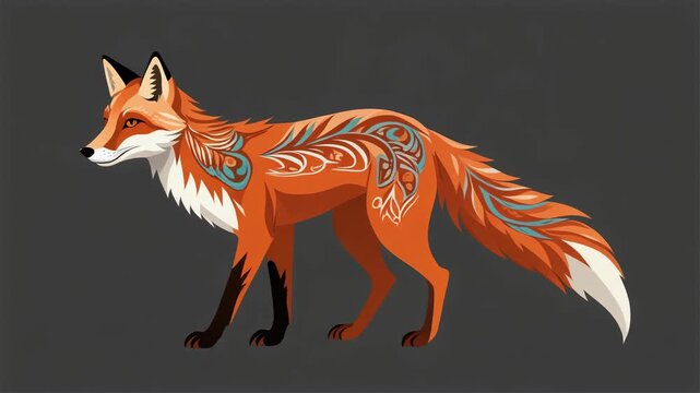 Stylized fox with ornate designs
